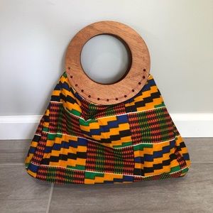 Vintage Handbag With Wooden Handles